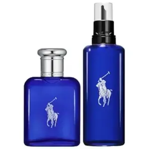 RALPH LAUREN FRAGRANCES - Polo Blue - Eau de Toilette - Men's Cologne - Refillable Cologne Set - With Citrus, Sage, and Suede - 2.5 Fl Oz Bottle & 5.1 Fl Oz Refill